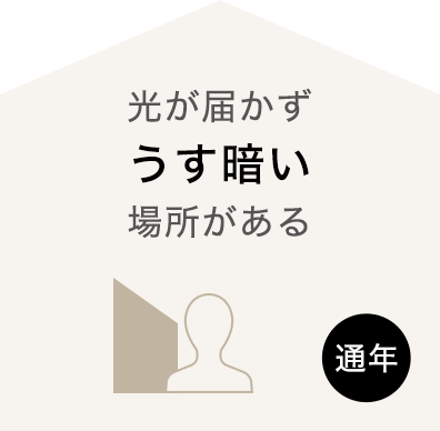 （通年）光が届かずうす暗い場所がある