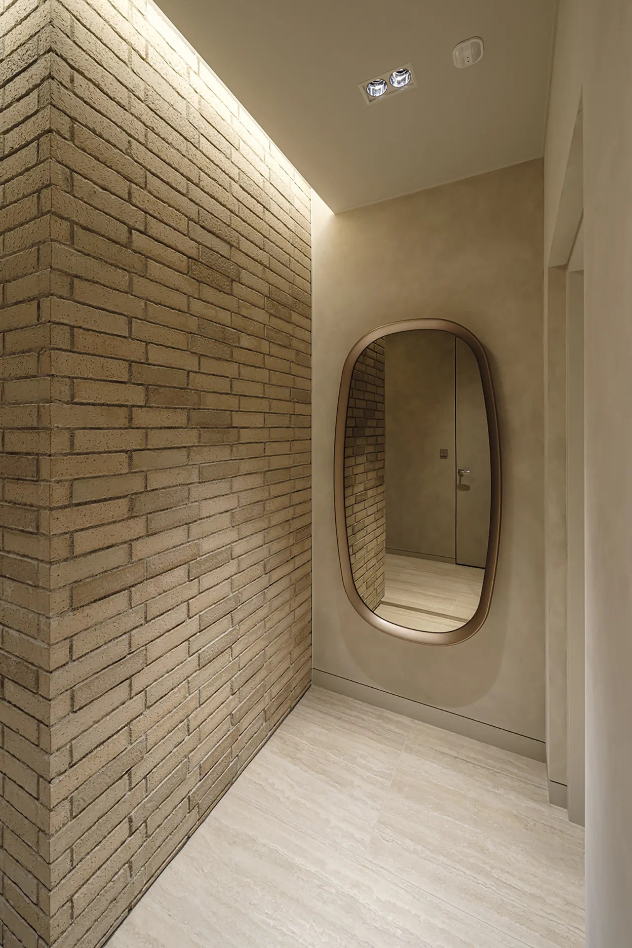 玄関ホールはあえてコンパクトにし、LDKの開放感を感じさせる