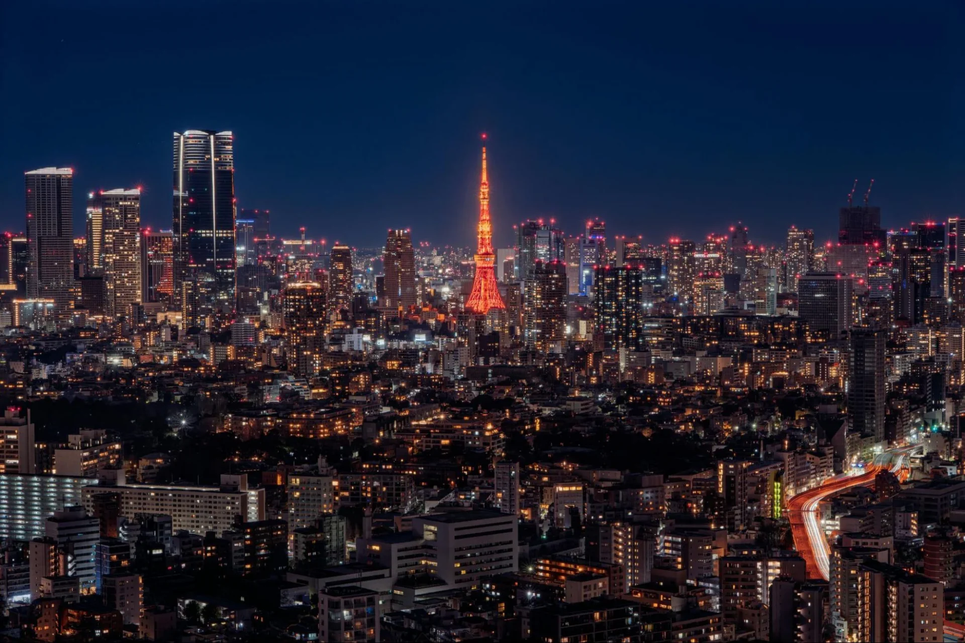 渋谷区の夜景と東京タワー